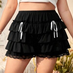 Black Ruffled Women's Shorts